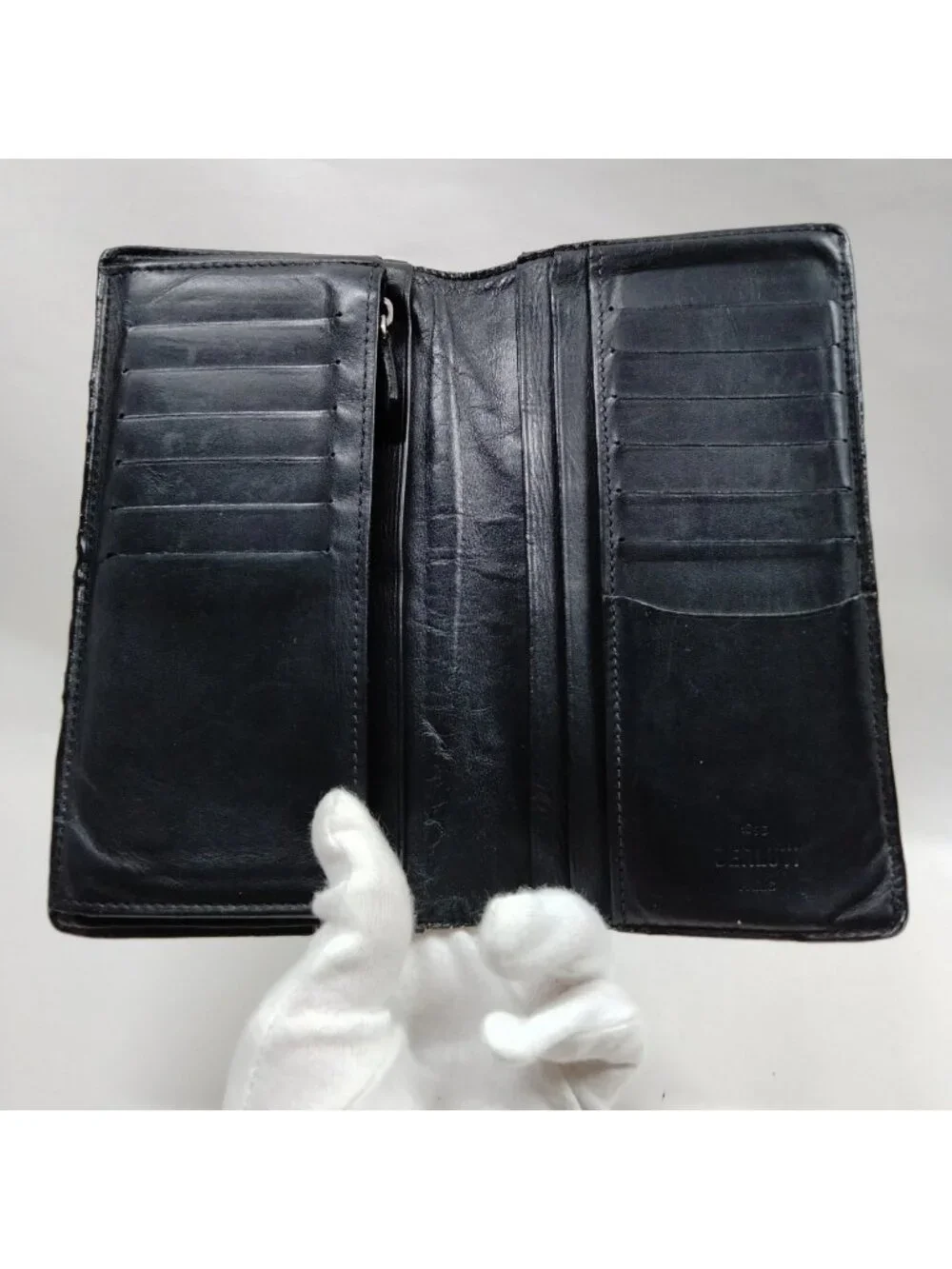 $1795 Authentic BERLUTI Paris Unisex Black Leather Scritto Bifold Long Wallet